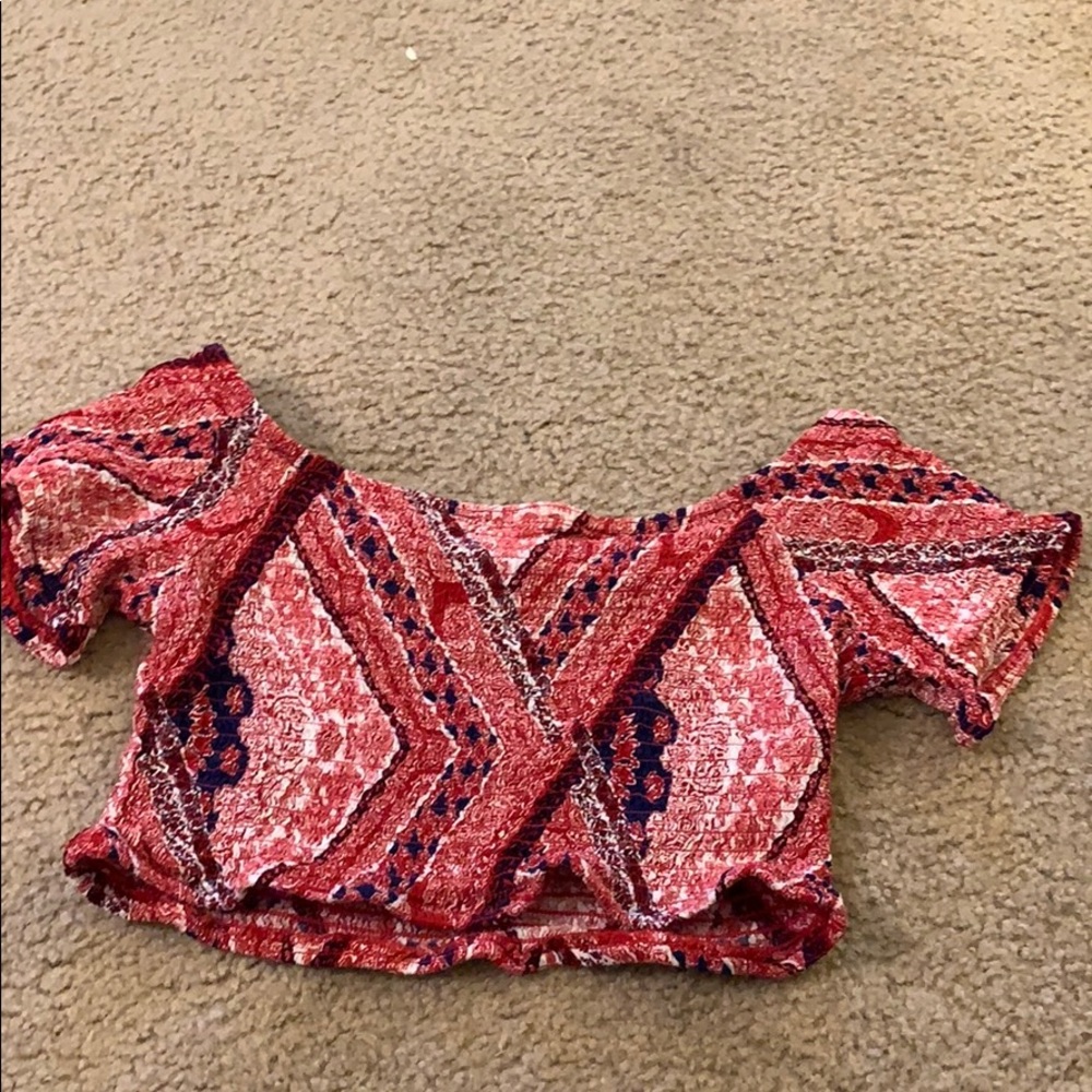 Red blue and white crop top